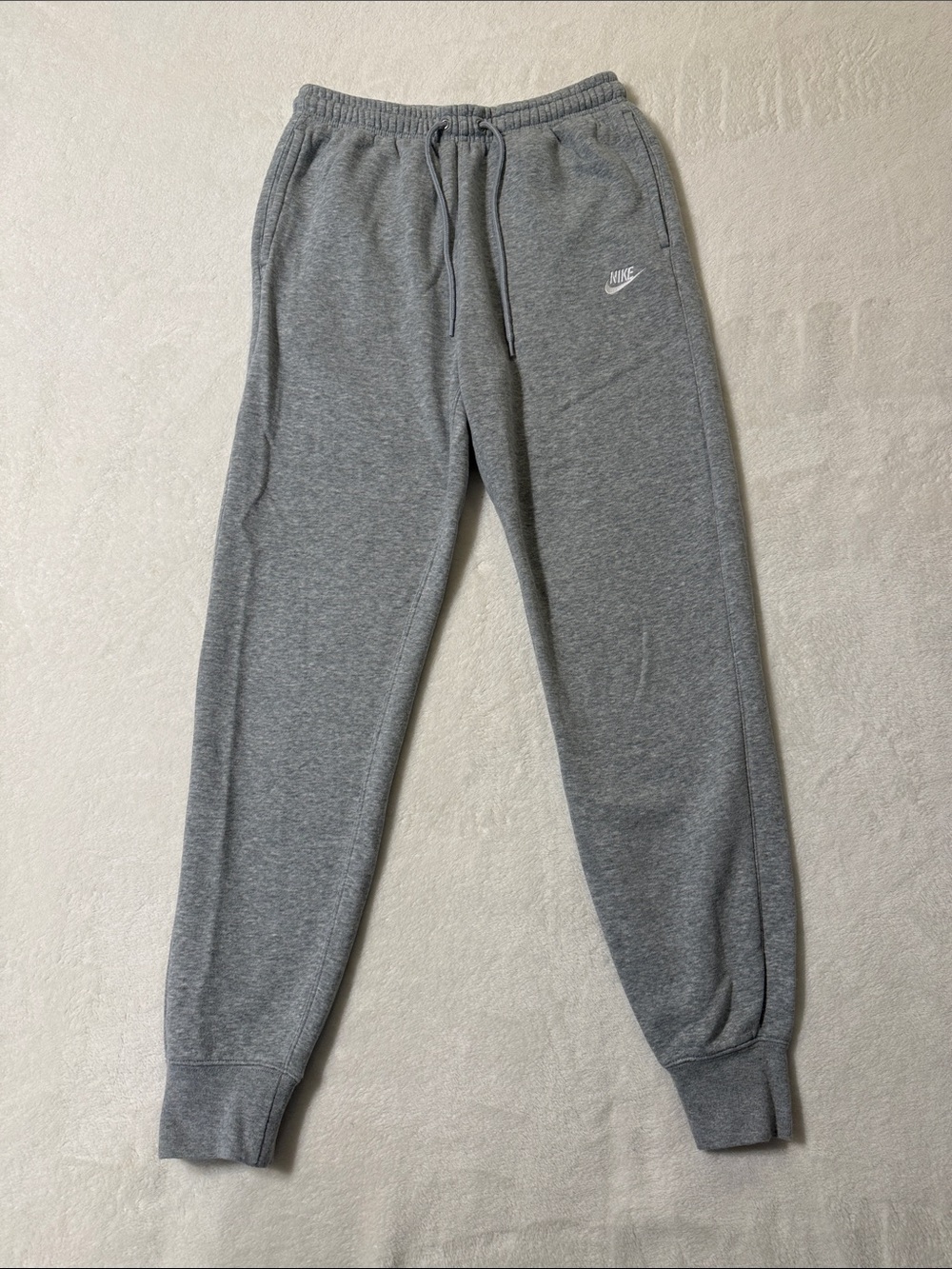 Nike Men’s Grey Jogger Pants Size S Cotton/Poly Drawstring Pockets Logo- EUC